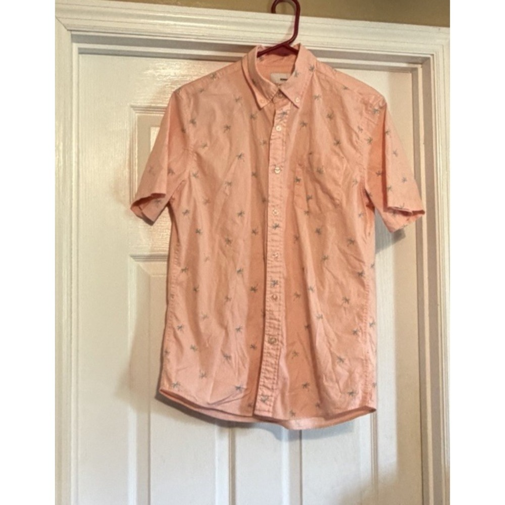 Peach Palm Tree Button Up Shirt, Men''s Small Button Up Shirt, Dress Shirts